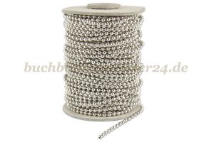 Kugelkette, vernickelt<br>3,2 mm Durchm.<br>zu 25 m auf Rolle