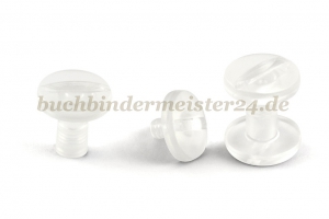 Buchschrauben<br>aus Kunststoff<br>10 mm Fassung<br>transparent