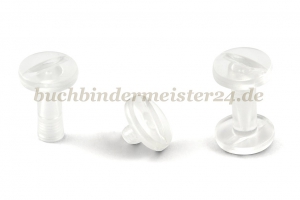 Buchschrauben<br>aus Kunststoff<br>15 mm Fassung<br>transparent