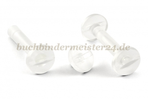 Buchschrauben<br>aus Kunststoff<br>30 mm Fassung<br>transparent