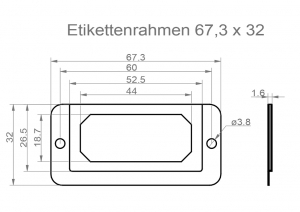 Etikettenrahmen<br>67 x 32 mm<br>für Etikett 52 x 26 mm