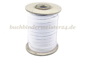 Flachgummi, weiss<br>5 mm breit<br>500 Meter auf Pappspule