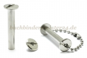 Kollektions-Buchschrauben<br>Messing vernickelt<br>30 mm Fassung